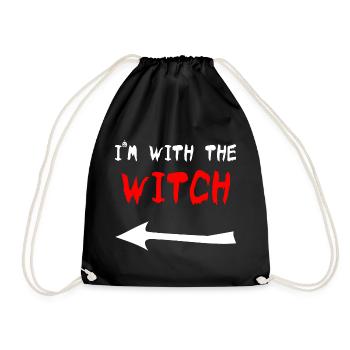 I'm with the Witch Halloween Hexe Partner Kostüm - Turnbeutel - Schwarz - Vorne