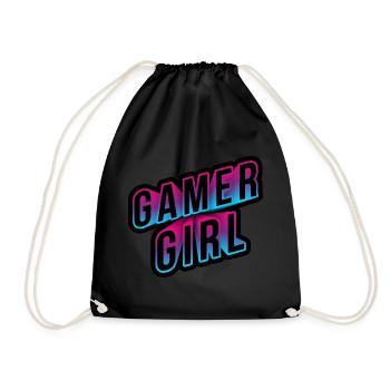 gamer girl neon 3d schriftzug - Turnbeutel - Schwarz - Vorne