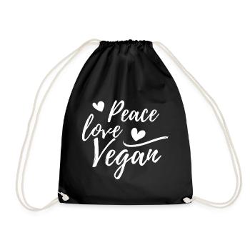 Paix, Amour, Vegan avec des cœurs - Sac de sport léger - noir - Devant