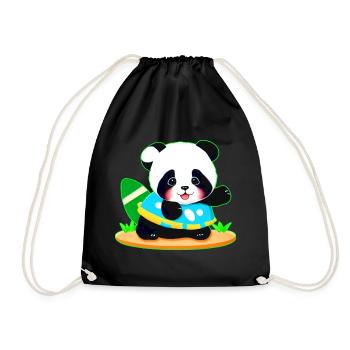 Niedlicher Panda mit Football - Turnbeutel - Schwarz - Vorne