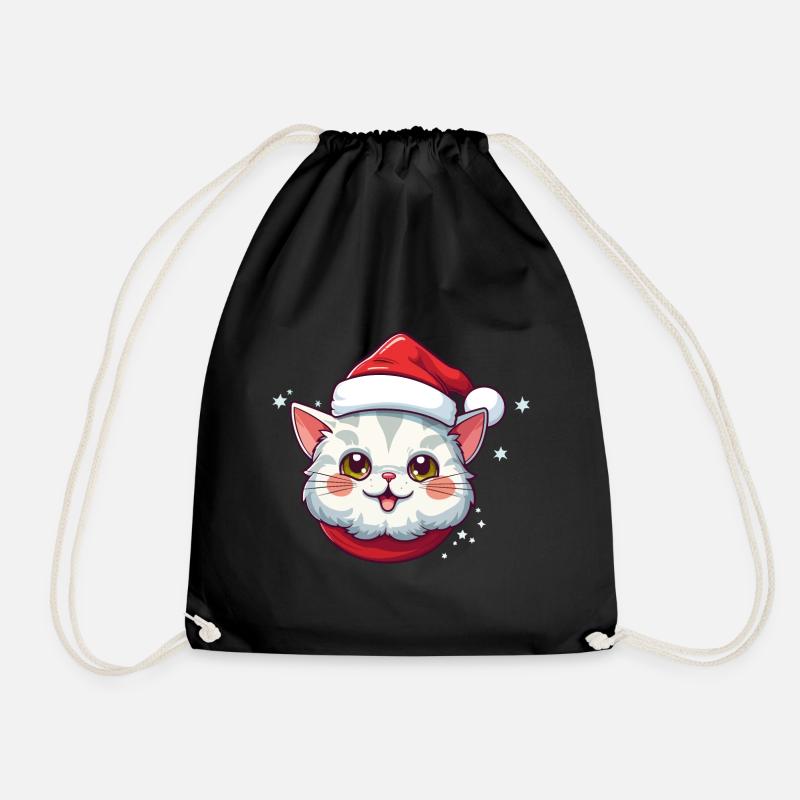 Chat Noël Noël Chat Mignon Dessin Animé - Sac de sport léger - noir