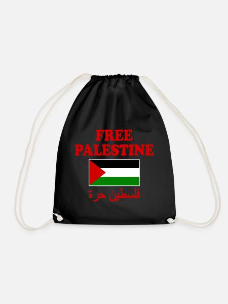 Free palestine - Drawstring Bag - black