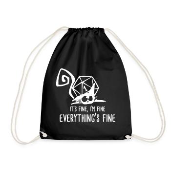 It's fine I'm fine Funny Role Playing Cat RPG - Drawstring Bag - black - Front