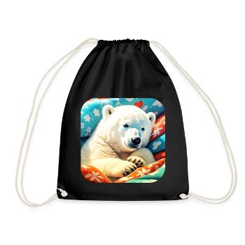 Cute Cuddle Polar Bear - Drawstring Bag - black - Front