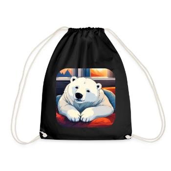 Cute Cuddle Polar Bear - Drawstring Bag - black - Front