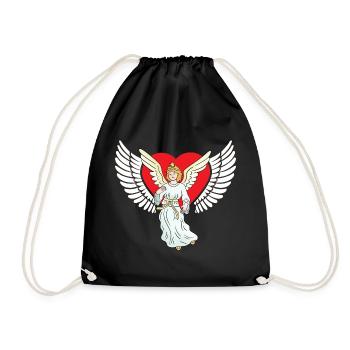 Heartfelt Angel Heart Wings Heaven Reincarnation - Drawstring Bag - black - Front