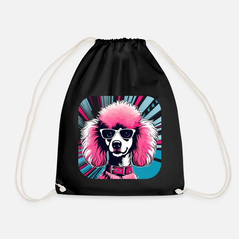 Niedlicher Rosa Pop Art Pudel - Turnbeutel - Schwarz