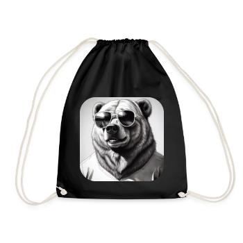 Cool bear with sunglasses - Drawstring Bag - black - Front