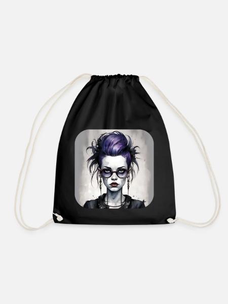 Cooles Gothic Punk Girl - Turnbeutel - Schwarz