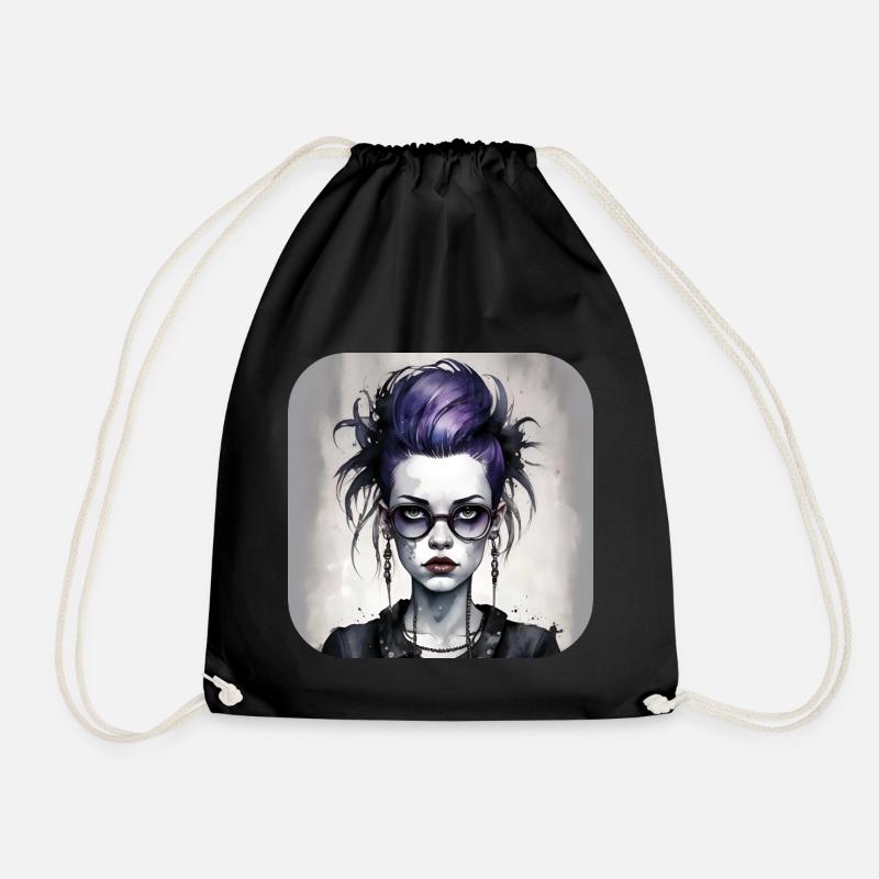Cooles Gothic Punk Girl - Turnbeutel - Schwarz