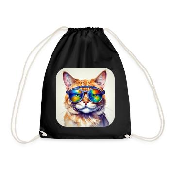 Coole Katze mit Sonnenbrille - Turnbeutel - Schwarz - Vorne
