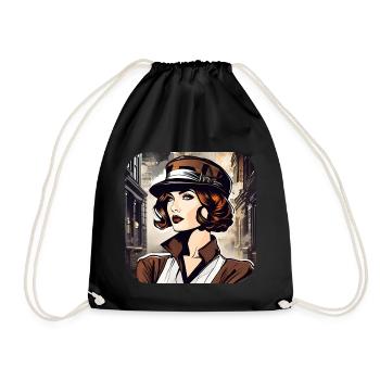 Fille mystérieuse dans le style victorien - Sac de sport léger - noir - Devant