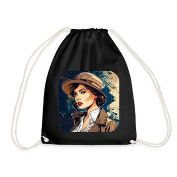 Fille mystérieuse dans le style victorien - Sac de sport léger - noir - Devant