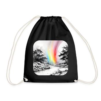 Landschaft mit Regenbogen - Turnbeutel - Schwarz - Vorne