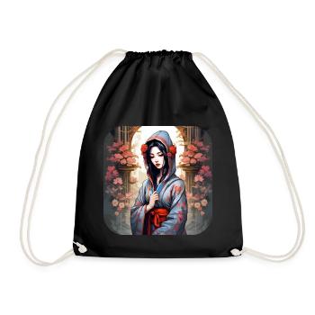 Jolie fille manga anime dans le style geisha - Sac de sport léger - noir - Devant