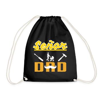 Señor Dad White Mustache - Turnbeutel - Schwarz - Vorne