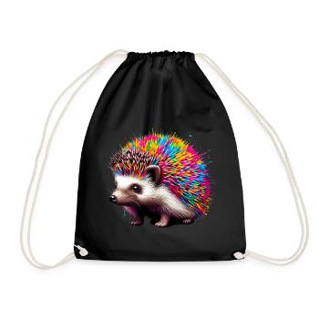 Hedgehog - Drawstring Bag - black - Front