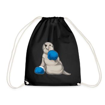 Seal Boxer Boxing Gloves Boxing - Drawstring Bag - black - Front