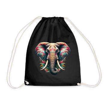 Elefant - Turnbeutel - Schwarz - Vorne