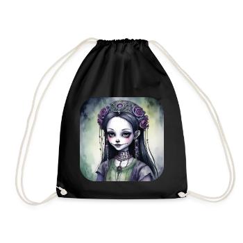 Fille punk gothique cool avec des roses - Sac de sport léger - noir - Devant