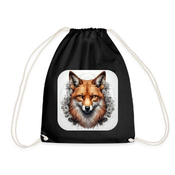 Fuchs mit Blumen - Turnbeutel - Schwarz - Vorne