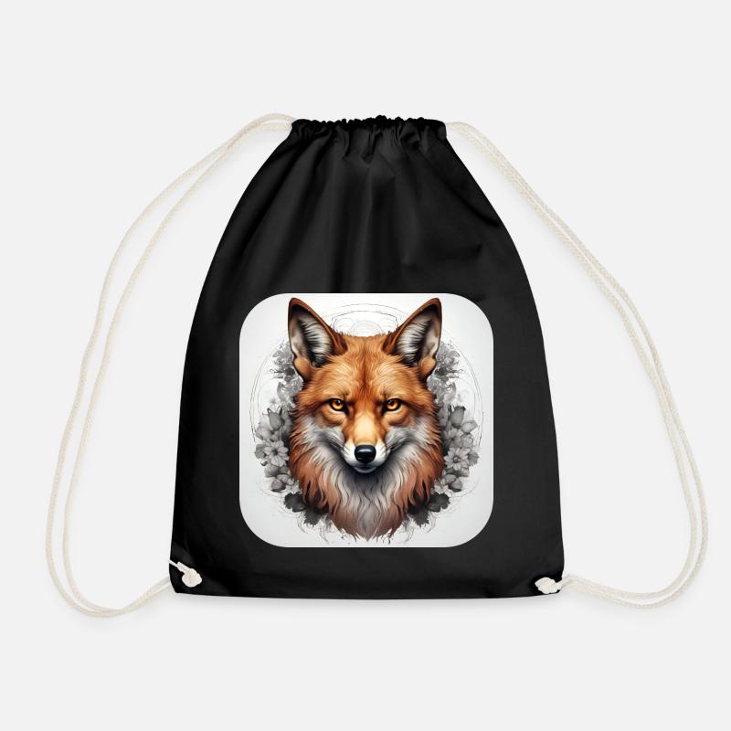 Fuchs mit Blumen - Turnbeutel - Schwarz