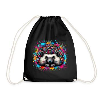 Hedgehog - Drawstring Bag - black - Front