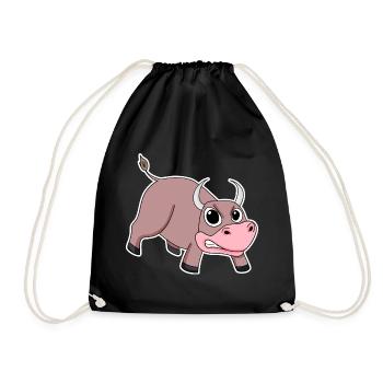 Bull Animal Motif Kids - Drawstring Bag - black - Front