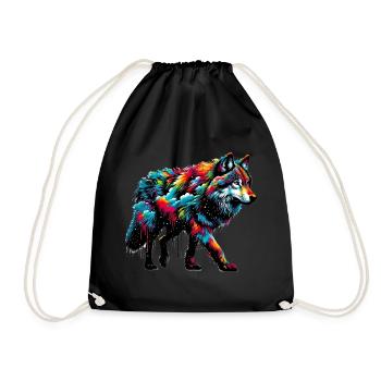 Wolf - Drawstring Bag - black - Front