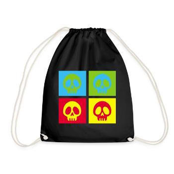 Pop art manga skull - Drawstring Bag - black - Front