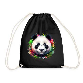 Panda - Turnbeutel - Schwarz - Vorne
