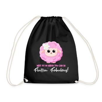 Pink sheep with a positive saying - Be fantastic! - Drawstring Bag - black - Front