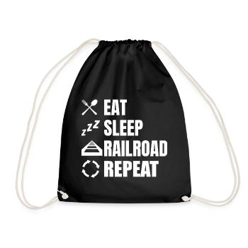 Eat Sleep Railroad Repeat - Turnbeutel - Schwarz - Vorne