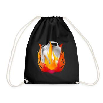 Burning chrome gasoline canister in retro style - Drawstring Bag - black - Front