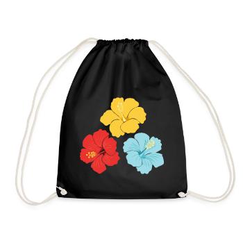 Hibiskus Trio – Knallige Farben mit Outlines - Turnbeutel - Schwarz - Vorne