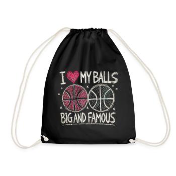 J’adore mes ballons gros et célèbre design de basket-ball - Sac de sport léger - noir - Devant