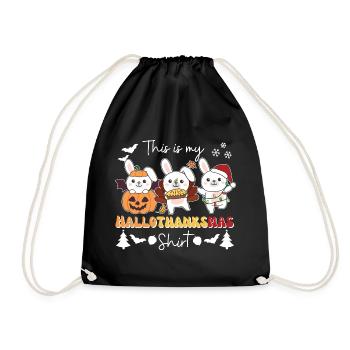 This is my Hallothanksmas shirt bunny - Drawstring Bag - black - Front