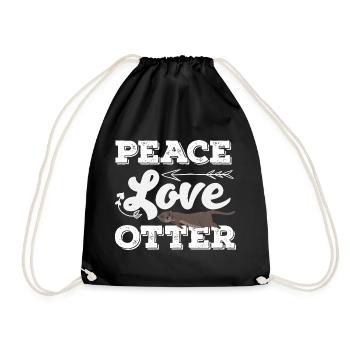 Loutre de mer dessin animé paix amour - Sac de sport léger - noir - Devant