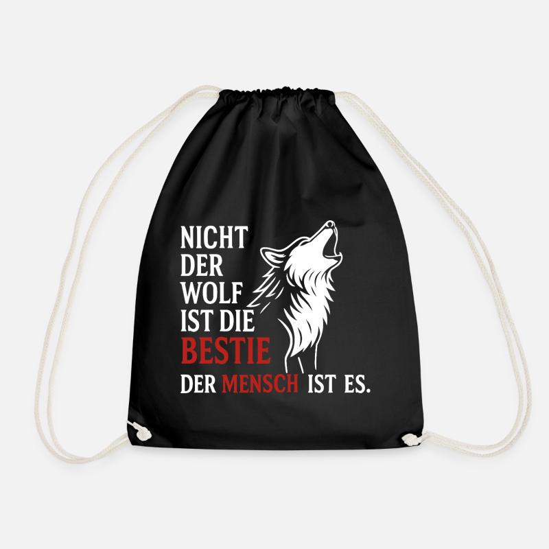 CoolesWolfs Design mit Spruch - Turnbeutel - Schwarz