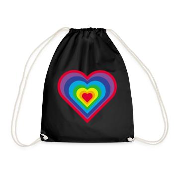 Rainbow Heart - Drawstring Bag - black - Front
