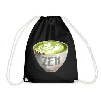 Zen Matcha Latte Watercolour - Drawstring Bag - black - Front