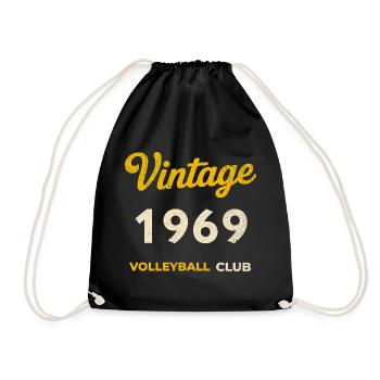 Vintage 1969 – Volleyball Club Retro Birth Year - Drawstring Bag - black - Front