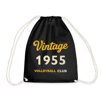Vintage 1955 – Volleyball Club Retro Birth Year - Drawstring Bag - black - Front