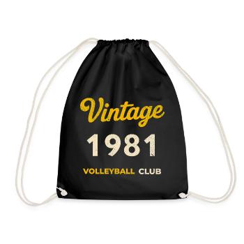Vintage 1981 – Volleyball Club Retro Birth Year - Drawstring Bag - black - Front