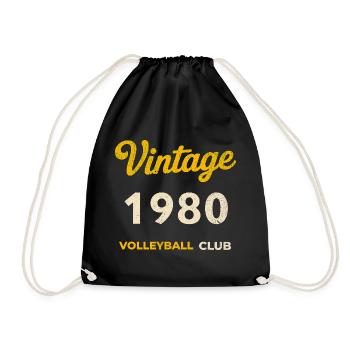Vintage 1980 – Volleyball Club Retro Birth Year - Drawstring Bag - black - Front
