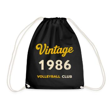 Vintage 1986 – Volleyball Club Retro Birth Year - Drawstring Bag - black - Front