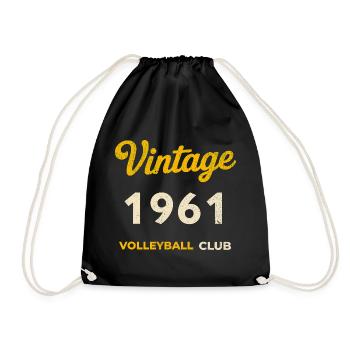 Vintage 1961 – Volleyball Club Retro Birth Year - Drawstring Bag - black - Front