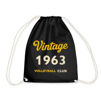 Vintage 1963 – Volleyball Club Retro Birth Year - Drawstring Bag - black - Front