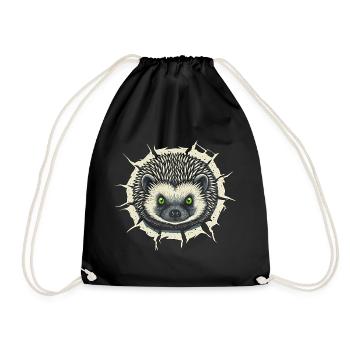 Hérisson mignon jetant un coup d’œil hors de la fissure - Cadeau amusant - Sac de sport léger - noir - Devant