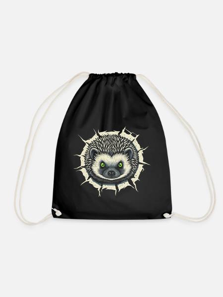Hérisson mignon jetant un coup d’œil hors de la fissure - Cadeau amusant - Sac de sport léger - noir